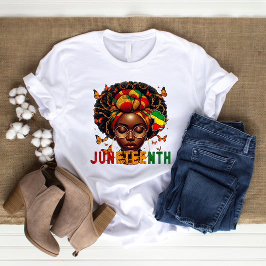 Juneteenth Butterfly Fro T-Shirt