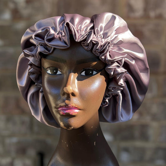 “LAVENDER LUSH” HANDMADE REVERSIBLE SATIN BONNET